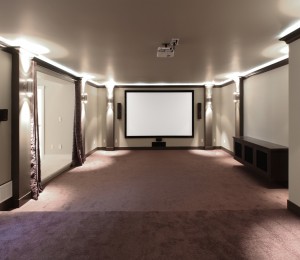 This is quite the home theatre.  While seating up to 20, it has instant access to complete bar & powder room just thru the plush curtains on the left and oh yeah, around the corner is the wine room that will keep up to a hundred bottles of vino perfectly chilled.  How cool is that.
