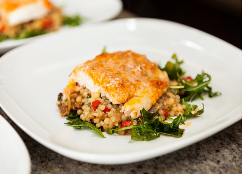 Recipe – Paprika Pesto Cod with Cous Cous Salad